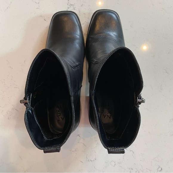 Naturalizer Black Leather Ankle Boots Square Toe - Picture 9 of 9